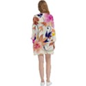 Abstract Floral Background Open Front 3/4 Sleeve Batwing Chiffon Cardigan Kimono View4