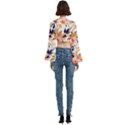 Abstract Floral Background Trumpet Sleeve Cropped Top View4