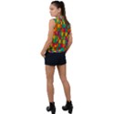 Abstract-background Sleeveless Chiffon Button Shirt View2