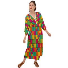 Abstract-background Grecian Style  Maxi Dress
