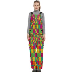 Abstract-background Women s Side Zip Front Pouch Ski And Snowboard Bib Pants	