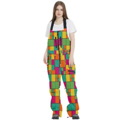 Abstract-background Women s Front Zip Ski And Snowboard Bib Pants