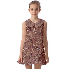 Human Spider Mutant Creatures Motif Random Pattern Kids  Pilgrim Collar Ruffle Hem Dress