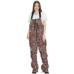 Human Spider Mutant Creatures Motif Random Pattern Women s Front Zip Ski And Snowboard Bib Pants