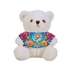 Roses Floral Stained Glass Vibrant Full Print Tee For Cuddly Teddy Bear