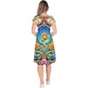 Roses Floral Stained Glass Vibrant Classic Short Sleeve Dress View4
