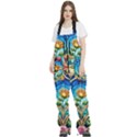Roses Floral Stained Glass Vibrant Women s Front Zip Ski And Snowboard Bib Pants View1