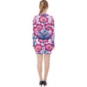 Fantasy Pink Flowers Stained Glass V-neck Bodycon Long Sleeve Dress View2