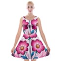 Fantasy Pink Flowers Stained Glass Velvet Skater Dress View1