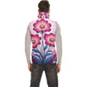 Fantasy Pink Flowers Stained Glass Men s High Neck Button Up Puffer Vest View4