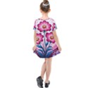 Fantasy Pink Flowers Stained Glass Kids  Simple Cotton Dress View2