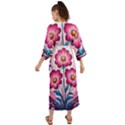 Fantasy Pink Flowers Stained Glass Grecian Style  Maxi Dress View2