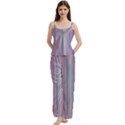 Broken TV Screen Pastel Stripe Spaghetti Top Long Pants Satin Pajamas Set View1