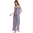 Broken TV Screen Pastel Stripe Spaghetti Top Long Pants Satin Pajamas Set View2