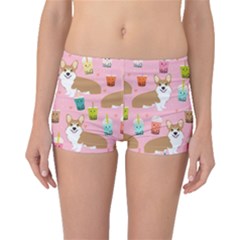 Corgi Bubble Boba Tea Pink Pattern Boyleg Bikini Bottoms