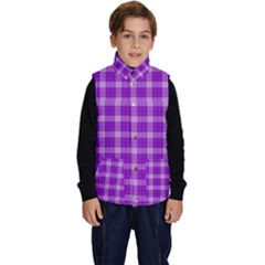 Purple Plaid Tartan 3 Kid s Button Up Puffer Vest