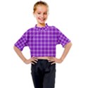 Purple Plaid Tartan 3 Kids Mock Neck T-Shirt View1