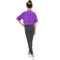 Purple Plaid Tartan 3 Kids Mock Neck T-Shirt View2