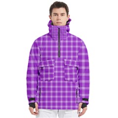 Purple Plaid Tartan 3 Men s Pullover Zip Ski And Snowboard Waterproof Breathable Jacket