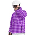 Purple Plaid Tartan 3 Men s Pullover Zip Ski and Snowboard Waterproof Breathable Jacket View2