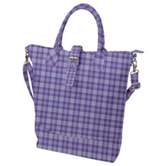 Purple Plaid Tartan 2 Buckle Top Tote Bag
