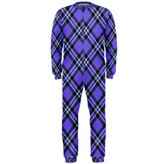Blue Tartan Plaid 1 Diagonal Onepiece Jumpsuit (men)