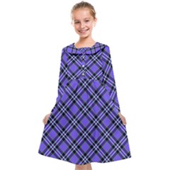 Blue Tartan Plaid 1 Diagonal Kids  Midi Sailor Dress