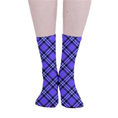 Blue Tartan Plaid 1 Diagonal Smooth Crew Length Tube Socks