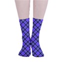 Blue Tartan Plaid 1 Diagonal Smooth Crew Length Tube Socks View1