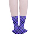Blue Tartan Plaid 1 Diagonal Smooth Crew Length Tube Socks View4