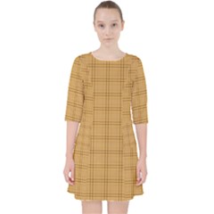 Autumn Fall Plaid Tartan 1 Quarter Sleeve Pocket Dress