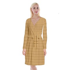 Autumn Fall Plaid Tartan 1 Long Sleeve Velvet Front Wrap Dress