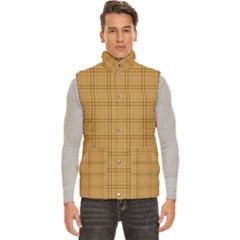 Autumn Fall Plaid Tartan 1 Men s High Neck Button Up Puffer Vest