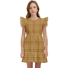 Autumn Fall Plaid Tartan 1 Kids  Winged Sleeve Dress