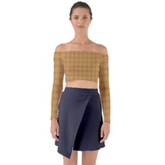 Autumn Fall Plaid Tartan 1 Long Sleeve Off Shoulder Crop Top