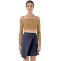 Autumn Fall Plaid Tartan 1 Long Sleeve Off Shoulder Crop Top View1