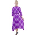 Purple Plaid Tartan 3 Diagonal (2) Quarter Sleeve Wrap Front Maxi Dress View2