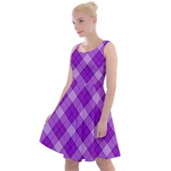 Purple Plaid Tartan 3 Diagonal (2) Knee Length Skater Dress