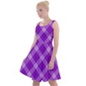 Purple Plaid Tartan 3 Diagonal (2) Knee Length Skater Dress View1