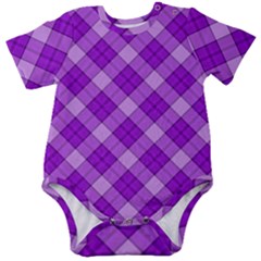 Purple Plaid Tartan 3 Diagonal (2) Baby Short Sleeve Bodysuit