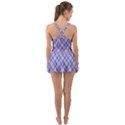 Purple Plaid Tartan 2 Diagonal Ruffle Top Dress Swimsuit View2