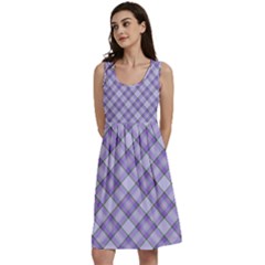 Purple Plaid Tartan 2 Diagonal Classic Skater Dress