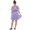 Purple Plaid Tartan 2 Diagonal Off Shoulder Velour Dress View2