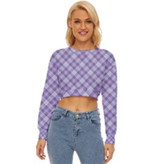 Purple Plaid Tartan 2 Diagonal Lightweight Long Sleeve Sweatshirt