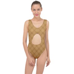 Autumn Fall Plaid Tartan 1 Diagonal Center Cut Out Swimsuit