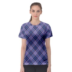 Purple Plaid Tartan 1 Diagonal Women s Sport Mesh T-shirt