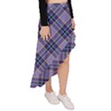 Purple Plaid Tartan 1 Diagonal Asymmetrical Ruffle Hem Skirt  View3