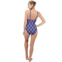 Purple Plaid Tartan 1 Diagonal High Neck One Piece Swimsuit View2