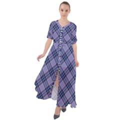 Purple Plaid Tartan 1 Diagonal Waist Tie Boho Maxi Dress