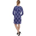 Purple Plaid Tartan 1 Diagonal Long Sleeve Hoodie Dress View2